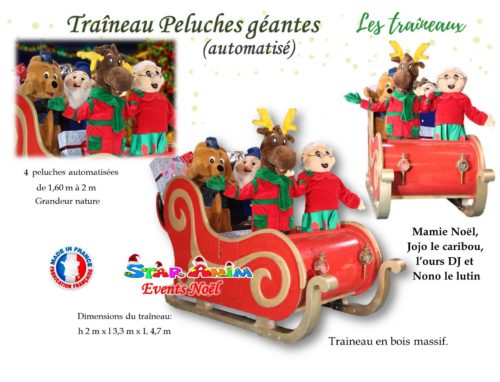 traineau pere noel avec mascottes